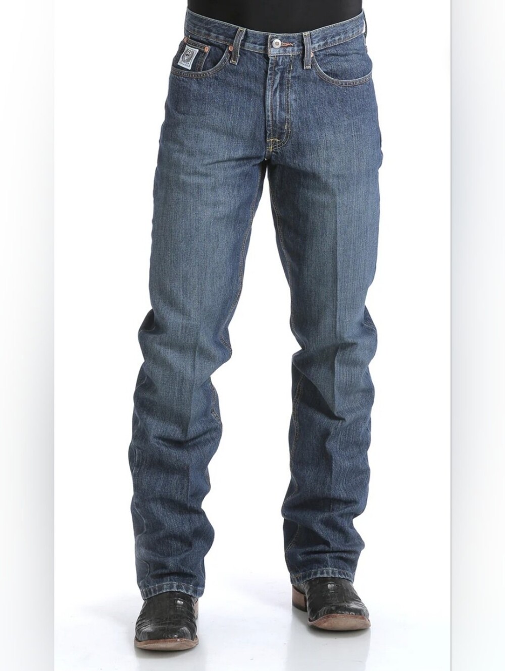 Cinch White Label Straight Jeans Mens 38x32 Blue Denim Relaxed Dark Stone Wash